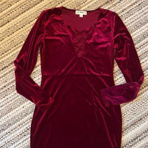 Red Velvet Criss Cross Front Dress